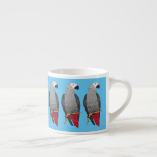 Tasse Expresso Illustration d'un perroquet gris en Afrique