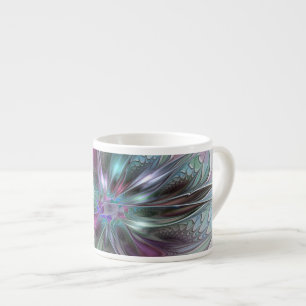 Tasse Expresso Imaginaire coloré Abstrait Fleur fractale moderne