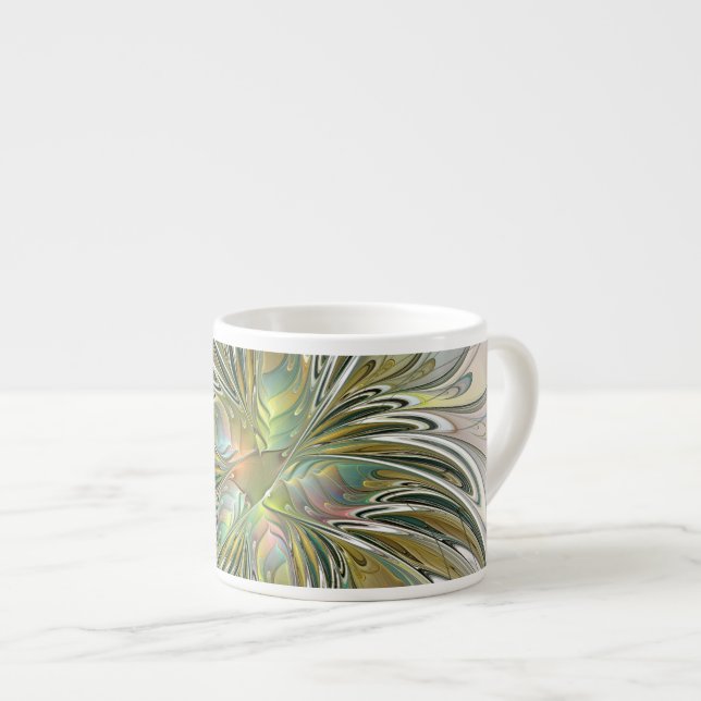Tasse Expresso Imaginaire Floral Fleur Art Fractal Moderne Avec O (Devant droit)