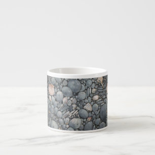 Tasse Expresso Impression de peinture de galets et de coquillages