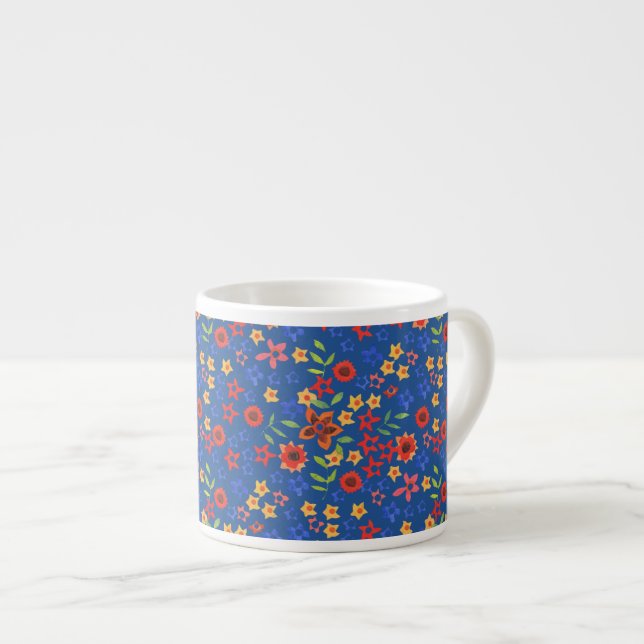 Tasse Expresso Impression florale rétro chic sur Mug Espresso ble (Devant droit)