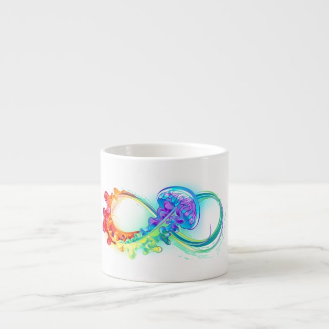 Tasse Expresso Infinity avec Rainbow Jellyfish (Devant)