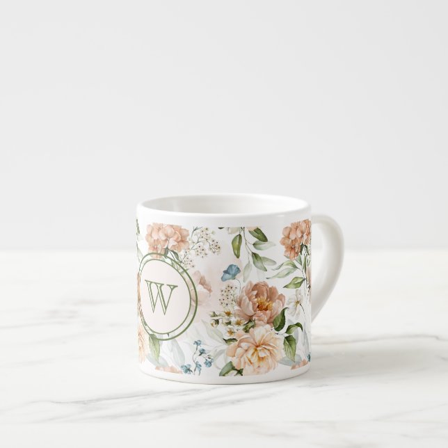 Tasse Expresso Initial, Hydrangea Peony 1600s Dutch Florals 6oz (Devant droit)