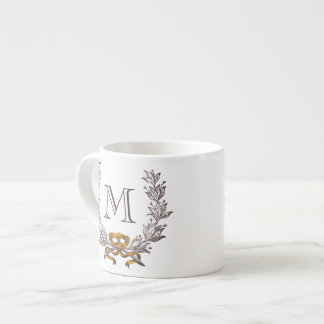 Tasse Expresso Initiale de monogramme personnalisée par guirlande