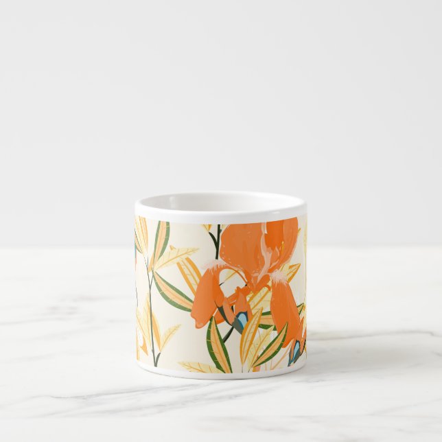 Tasse Expresso Iris orange : motif floral transparent (Devant)