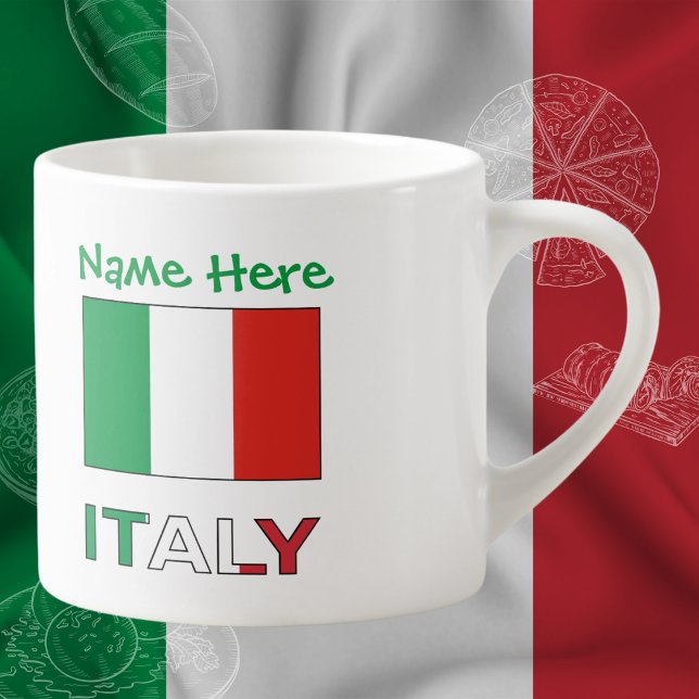 Tasse Expresso Italie et italien Drapeau vert Personnalisé (Créateur téléchargé)