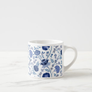 Tasse Expresso Jacobean Floral Big Motif Blues sur blanc