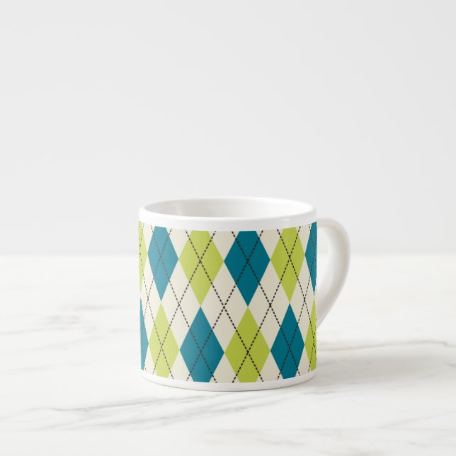 Tasse Expresso Jacquard bleu et vert (Devant droit)