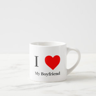 Tasse Expresso J'aime mon petit ami & coeur rouge