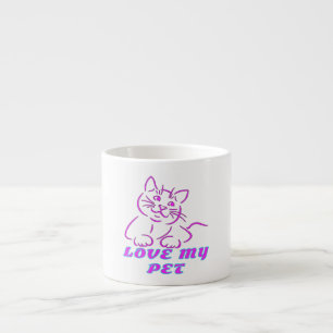 TASSE EXPRESSO J'AIME MON PETIT CHAT ROSE