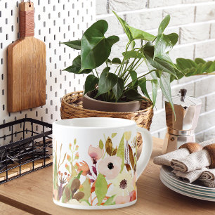 Tasse Expresso Jardin de fleurs aquarelles
