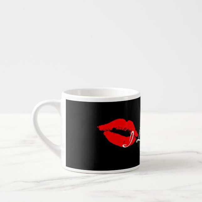 Tasse Expresso Je t'aime Red Lips Kiss Espresso Coffee Mug Cup (Gauche)