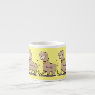 Tasse Expresso Joli alpaga joyeux avec dessin animé de papillon