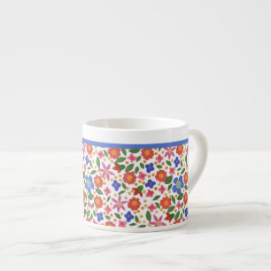 Tasse Expresso Joli style d'art populaire floral sur blanc Espres