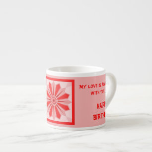 TASSE EXPRESSO JOLIE ANNIVERSAIRE ROUGE COLORÉ