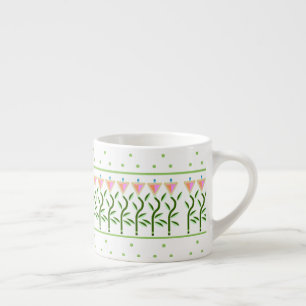 Tasse Expresso Jolie bordure d'art fleuri de tulipes stylisées