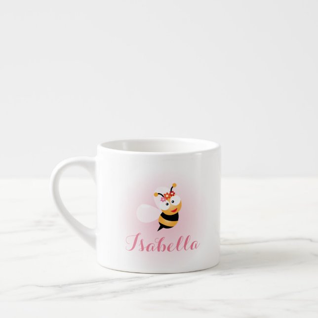 Tasse Expresso Jolie fille rose Fleur Fille Bee Cartoon (Gauche)