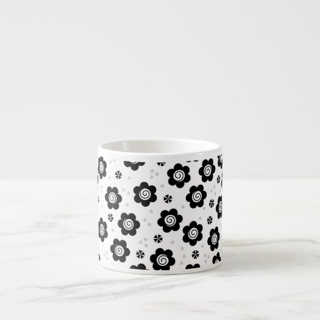 Tasse Expresso Jolie fleurs blanches en noir Espresso Mug (Devant)