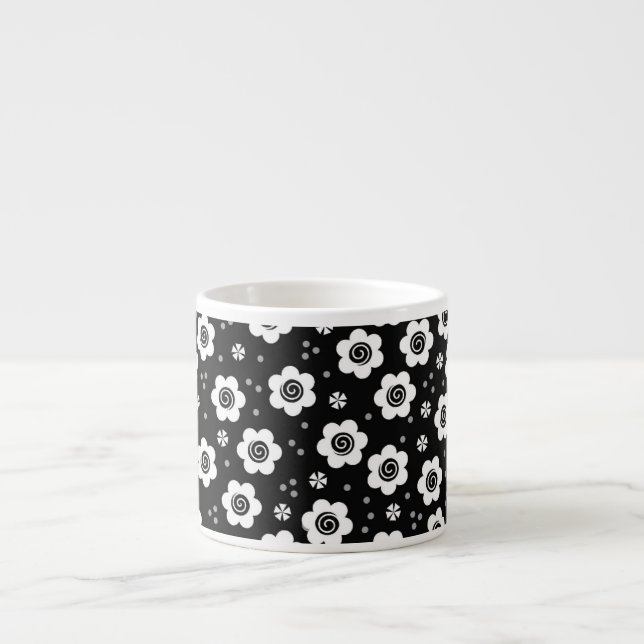 Tasse Expresso Jolie fleurs blanches en noir Espresso Mug (Devant)
