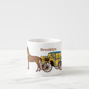 Tasse Expresso Jolie illustration de cheval et de calèche royale