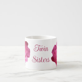 Tasse Expresso Jolies soeurs jumelles rose fleurie