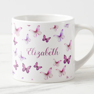 Tasse Expresso Jolis Papillons Roses Nom Personnalisé