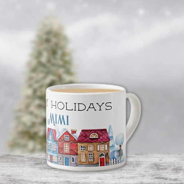 Tasse Expresso Joyeuses fêtes, Nom décoratif sur Noël 6oz (Créateur téléchargé)