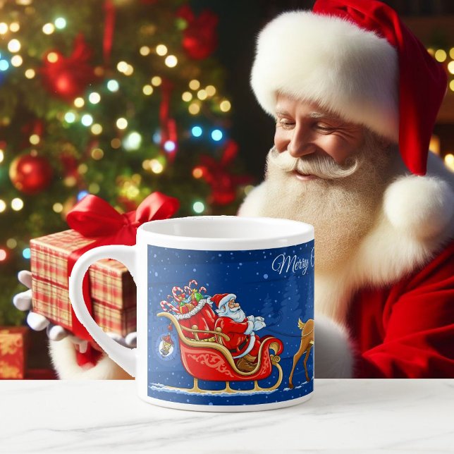 Tasse Expresso Joyeux Christmas Childs Cup Ajouter un nom - Santa (Créateur téléchargé)