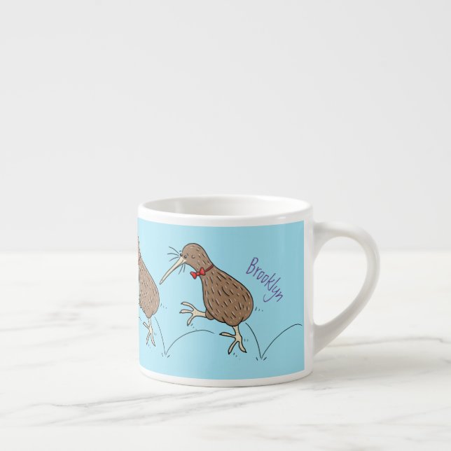 Tasse Expresso Joyeux kiwi de saut avec dessin de cravate arc (Droite)
