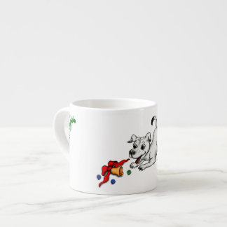 Tasse Expresso Joyeux Noël ! Chiot avec Bell et Ball