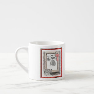 Tasse Expresso Keeshond Noël hiver fenêtre Peinture Chien Art