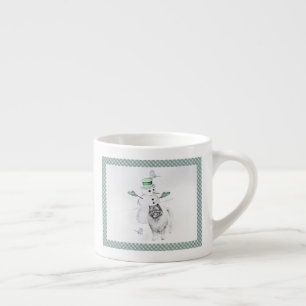 Tasse Expresso Keeshond Noël Snowman Peinture Chien Art