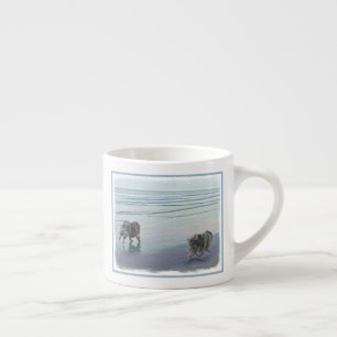 Tasse Expresso Keeshonds at the Seashore Peinture Dog Art