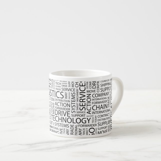 Tasse Expresso La LOGISTIQUE modèle avec des mots (Devant droit)