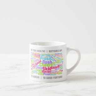 Tasse Expresso L'art Word coloré brille dans de nombreuses langue