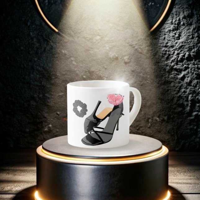 Tasse Expresso Léopard haut talon et roses (Créateur téléchargé)