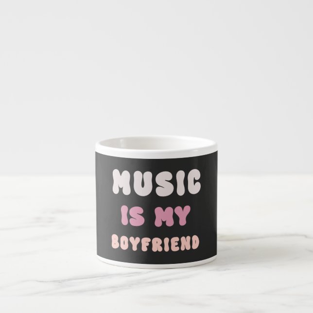 Tasse Expresso les années 70 Typographie Super - La musique est m (Devant)