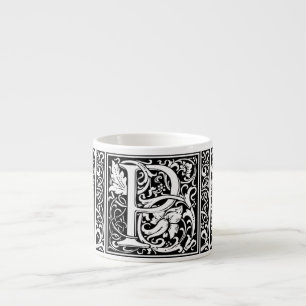 Tasse Expresso Lettre P Monogramme médiéval Art Nouveau