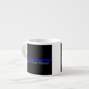 Tasse Expresso Ligne Bleue Mince Symbolique Votre texte en noir