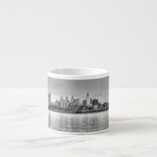 Tasse Expresso Ligne d'horizon Philadelphie en noir et blanc