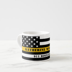 Tasse Expresso Ligne mince or 911 Dispatcher USA