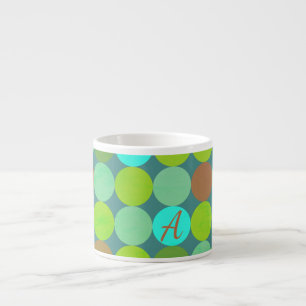 Tasse Expresso Lime Vert Turquoise Turquoise & Rust Cercles Monog