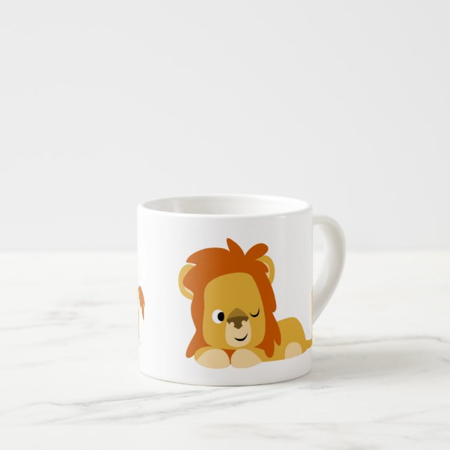 Tasse Expresso Lion caricature mignon Awake (Devant droit)