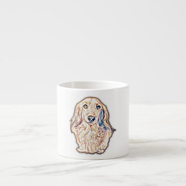 Tasse Expresso Longue Cheveux Dachshund Cadeaux mignon Doxie Wien (Devant)