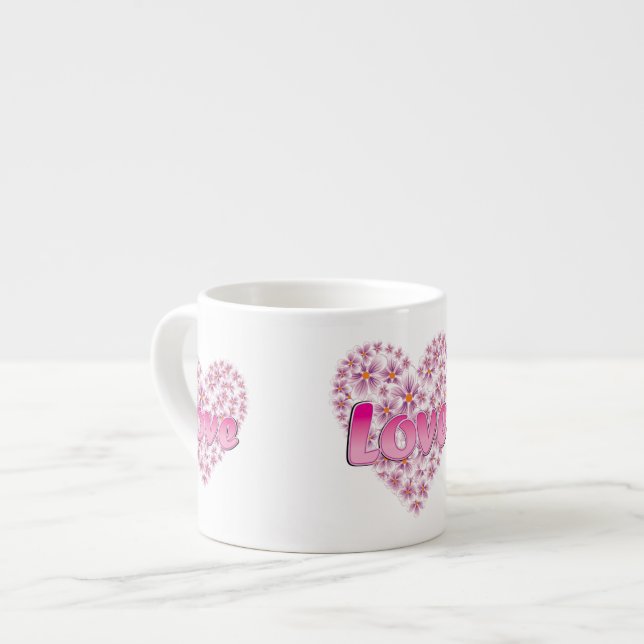 Tasse Expresso Love Daisy Coeur rose (Devant gauche)