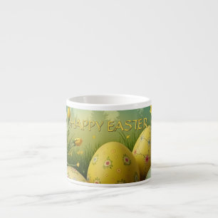 Tasse Expresso Magie printanière avec oeufs de Pâques dans une me