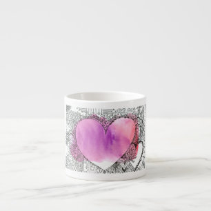 Tasse Expresso Magnifique stylo d'art et d'encre sur lave aquarel