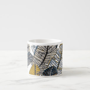 Tasse Expresso Main tirée : Feuilles tropicaux