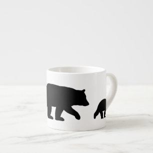 Tasse Expresso Mama Ours noir avec Cubs Silhouettes   Faune