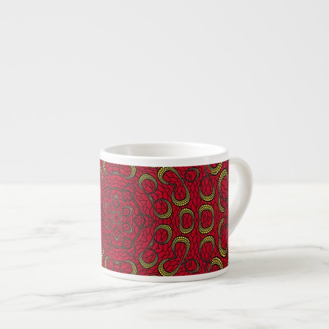 Tasse Expresso Mandala Géométrique Rosette Rétro Hippie Mug (Devant droit)